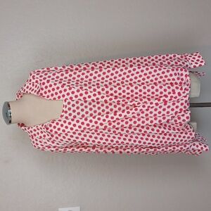 Investments Red Polka Dots White Layered Blouse NWT Size 3X
